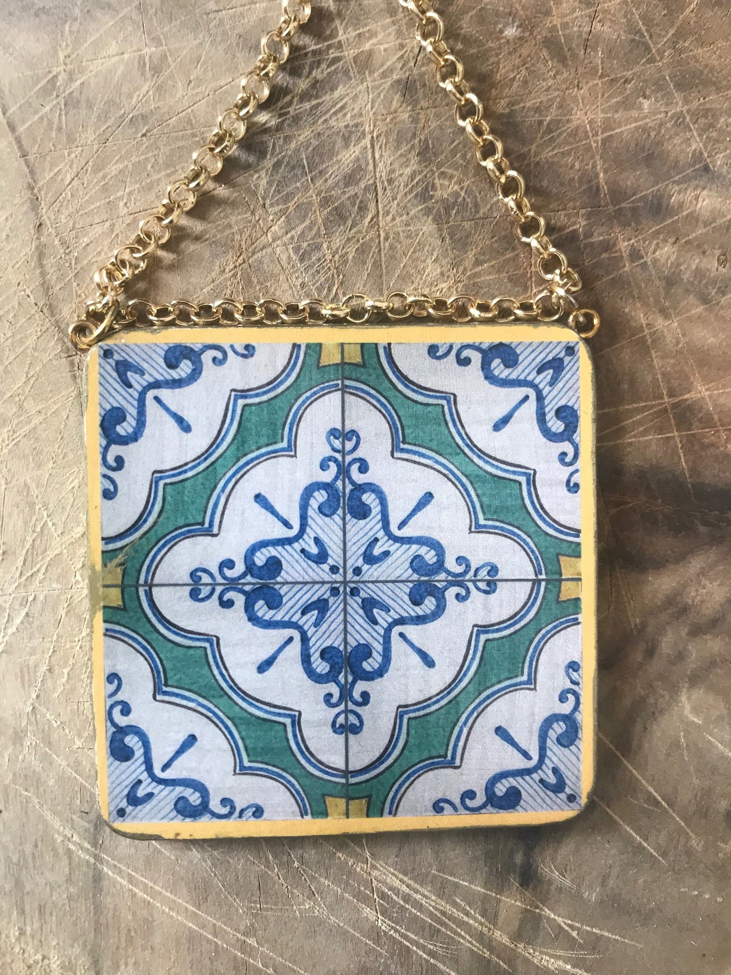 Collana siciliana con ciondolo double-face maiolica siciliana. regalo ragazza.ç