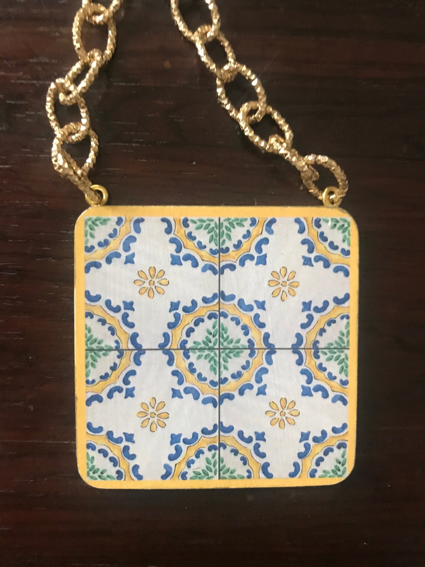 Collana siciliana con ciondolo "double-face" maiolica siciliana.ç