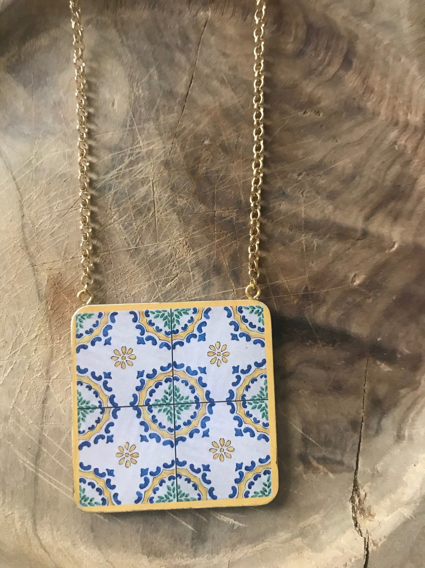 Collana siciliana con ciondolo "double-face" maiolica siciliana.ç