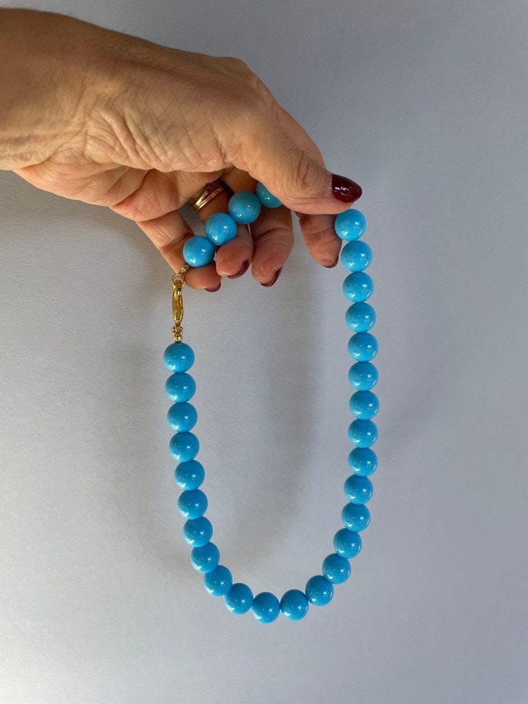 Collana con perle turchesi, resina italiana di alta qualità, girocollo con maxi boules, collana con ciondoli, regalo per lei. &