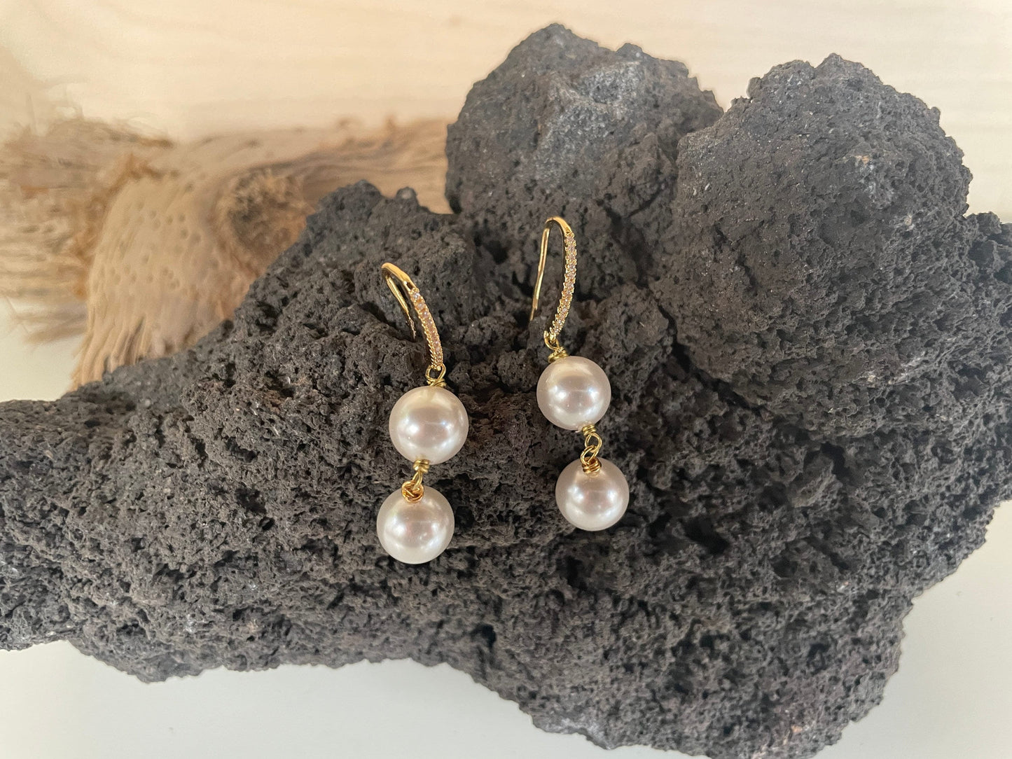 Orecchini classici gancio zirconi e perle, orecchini con perle, orecchini sposa, orecchini damigella, orecchini pendenti, regalo per lei(