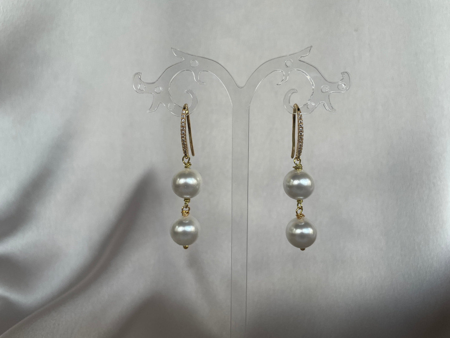 Orecchini classici gancio zirconi e perle, orecchini con perle, orecchini sposa, orecchini damigella, orecchini pendenti, regalo per lei(