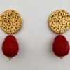 Orecchini con perni in zama e grande perla di maiorca rossa.(