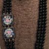 Collana siciliana multifilo, perle di lava e mattonelle di ceramica di Caltagirone. regalo per lei.!