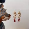 Orecchini pendenti con cavalluccio marino, argento 925, corniola e perle di fiume §