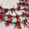 Collana turchese e corallo, collana importante, pasta di turchese e corallo autentico, collana tre fili, collana elegante, regalo per lei.&