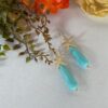 Orecchini pendenti con stella marina, lunga perla a goccia turchese, orecchini oro e turchese, orecchini eleganti, regalo per lei.(