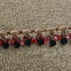 Braccialetto con onice e corallo, bracciale elegante, catena doppia alluminio anallergico, bracciale oro satinato, regalo per lei.