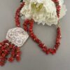 Collana di Corallo, collana con Cammeo, Cammeo autentico, ciondolo Cammeo, collana importante, collana siciliana, regalo per lei.|