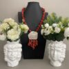 Collana di Corallo, collana con Cammeo, Cammeo autentico, ciondolo Cammeo, collana importante, collana siciliana, regalo per lei.|