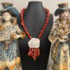 Collana di Corallo, collana con Cammeo, Cammeo autentico, ciondolo Cammeo, collana importante, collana siciliana, regalo per lei.|