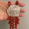 Collana di Corallo, collana con Cammeo, Cammeo autentico, ciondolo Cammeo, collana importante, collana siciliana, regalo per lei.|
