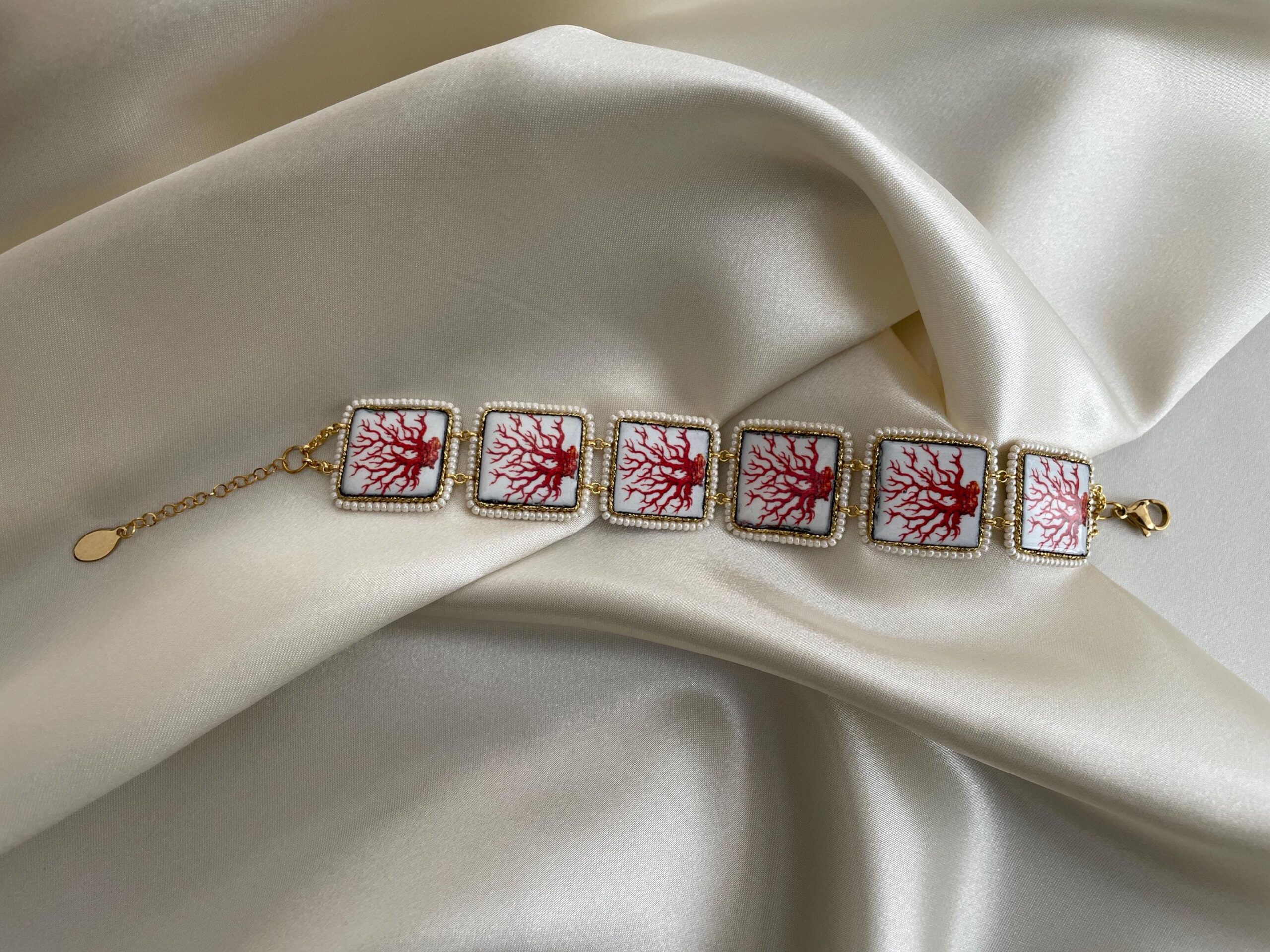 Bracciale con mattonelle, Bracciale siciliano con mattonelle ceramica di Caltagirone, fantasia maiolica siciliana, varie fantasie. Bracciali con Mattonelle Caltagirone