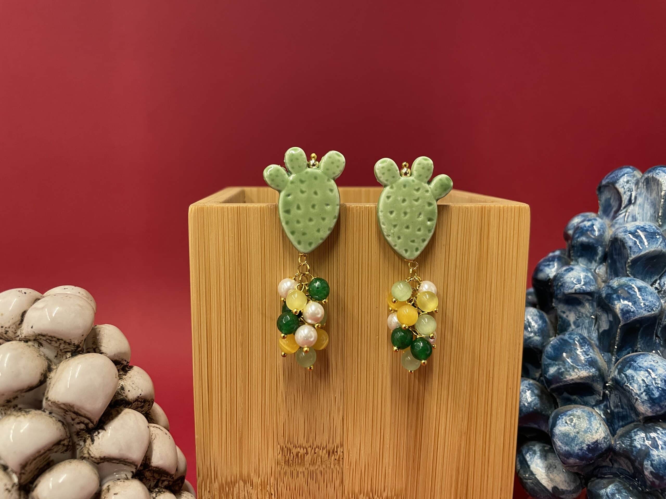 Orecchini artigianali con Fico d'India Caltagirone