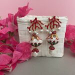 Orecchini siciliani artigianali corallo – Borsetta “Coffa” ceramica di Caltagirone con perle di fiume Folklore siciliano
