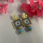 orecchini artigianali con perla turchese