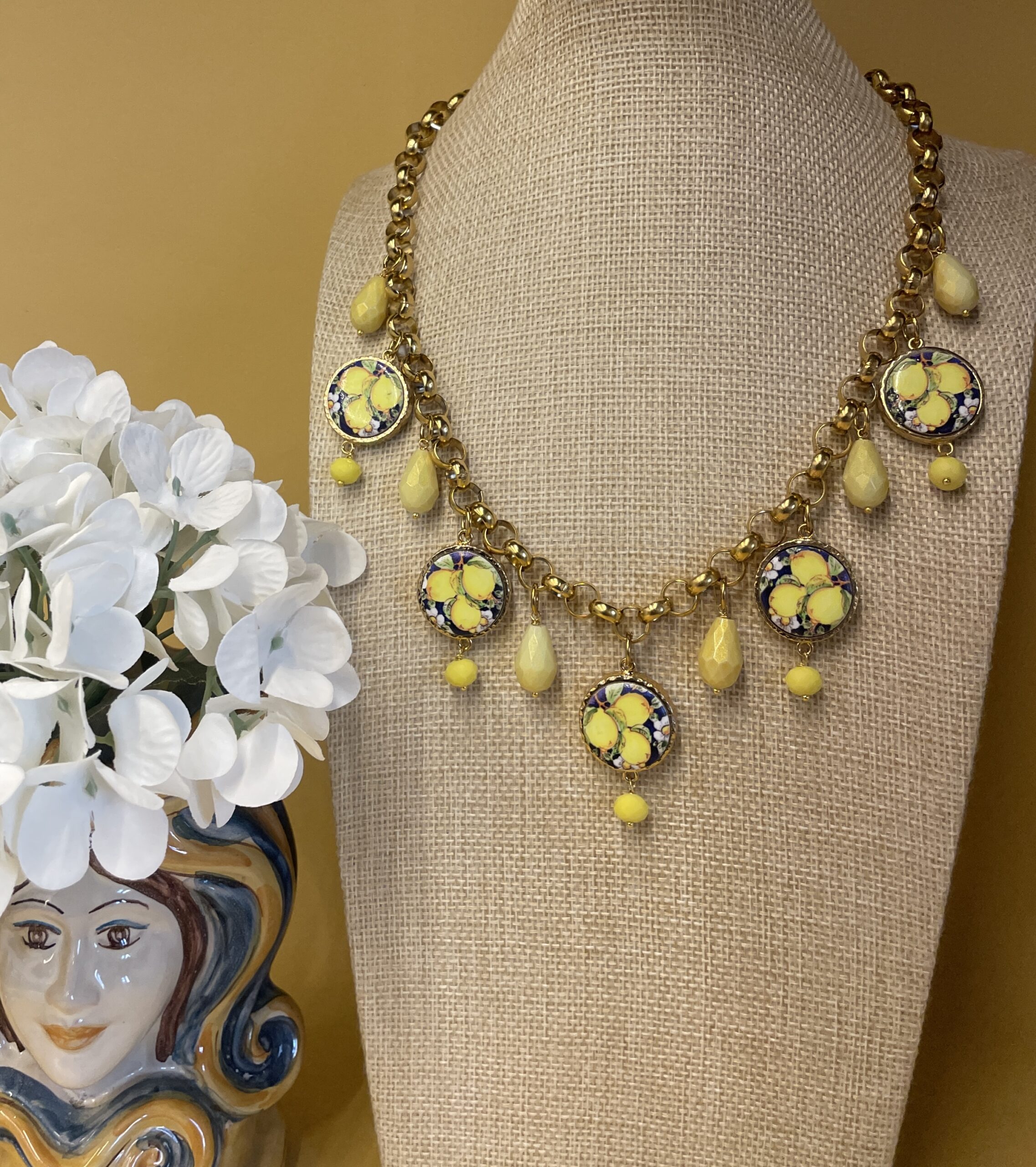 collana con mattonelle ceramica caltagirone limoni
