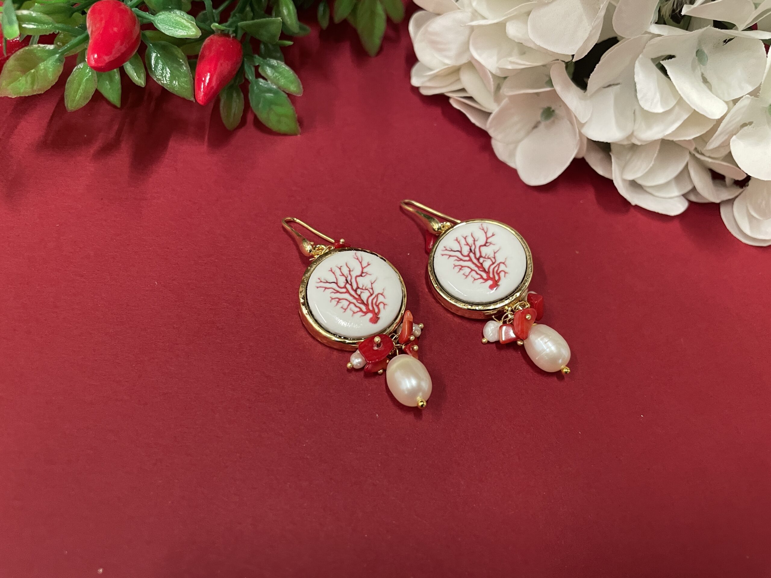 Orecchini siciliani artigianali con mattonelle Caltagirone