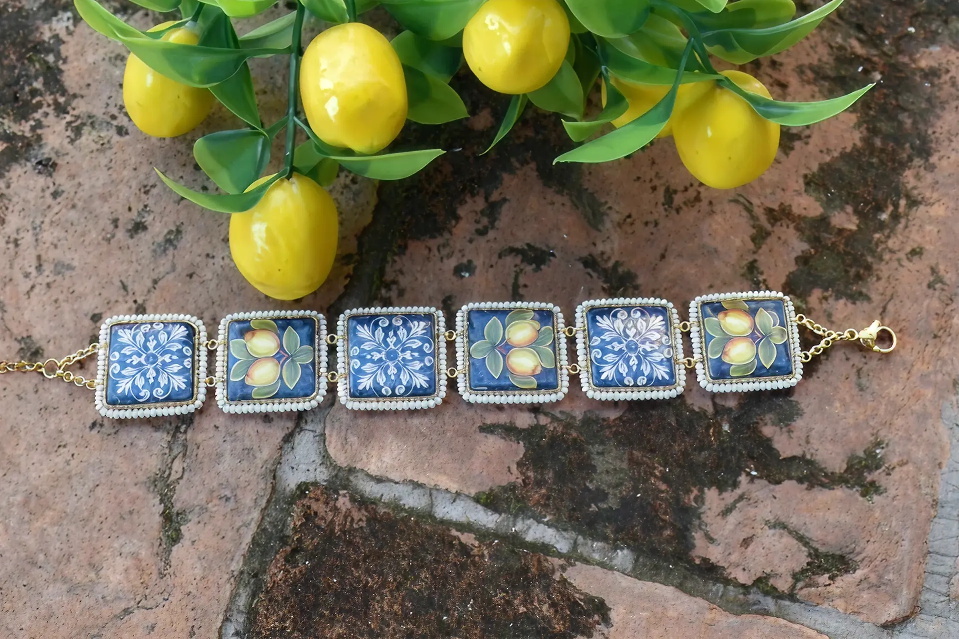 Bracciale con mattonelle limoni siciliani