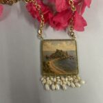 Collana siciliana Isola Bella Taormina – Collana artigianale con ciondolo in legno e perle di fiume Collane caratteristiche siciliane