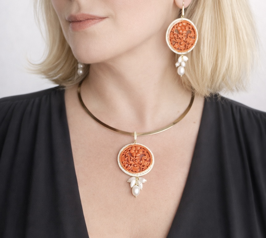 collana ciondolo corallo arancione