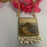 Collana siciliana Isola Bella Taormina – Collana artigianale con ciondolo in legno e perle di fiume Collane caratteristiche siciliane