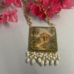 collana siciliana con catena e maxi ciondolo legno