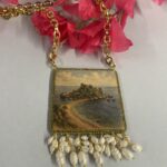 Collana siciliana Isola Bella Taormina – Collana artigianale con ciondolo in legno e perle di fiume Collane caratteristiche siciliane