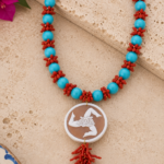 collana turchese, corallo e cammeo