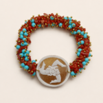 bracciale trinacria, turchese, cammeo e corallo