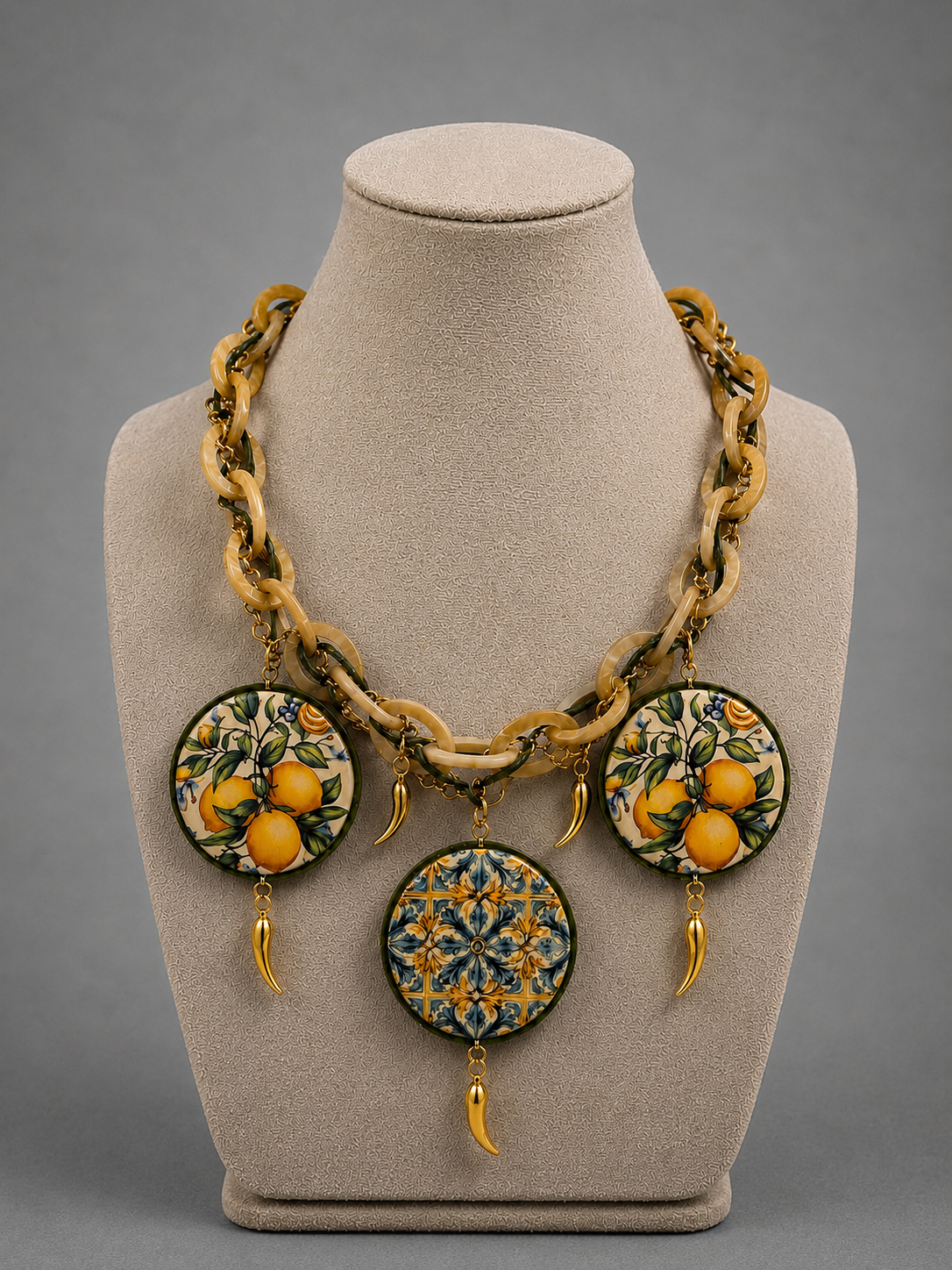 collana artigianale siciliana con limoni