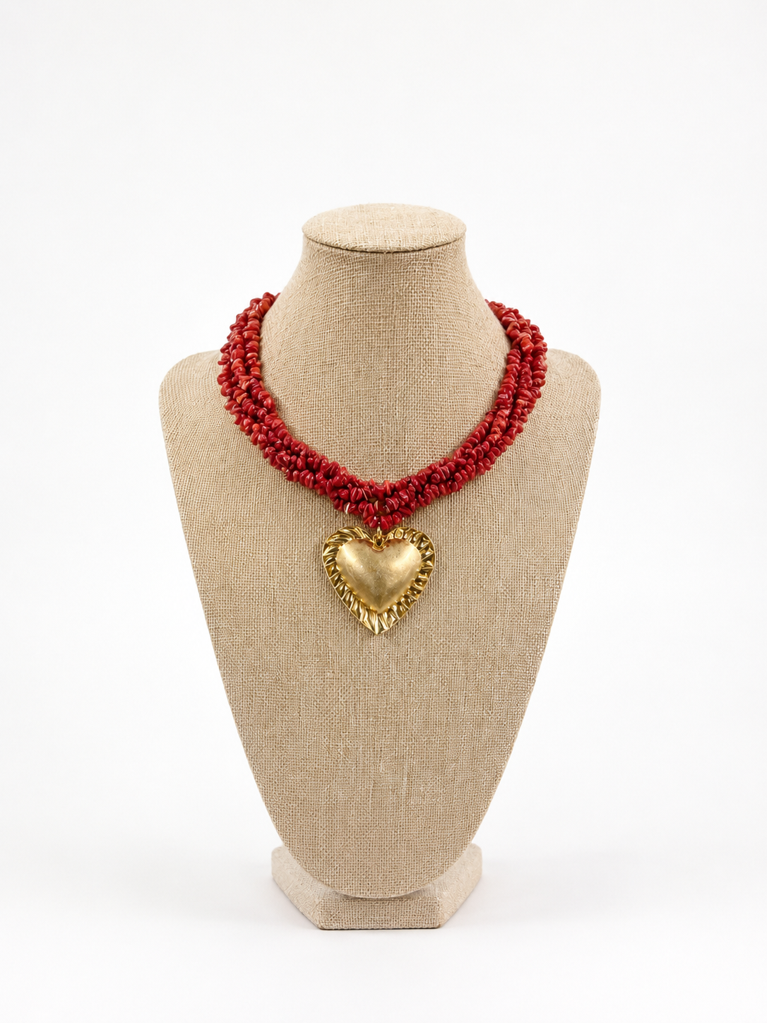 collana artigianale corallo e cuore